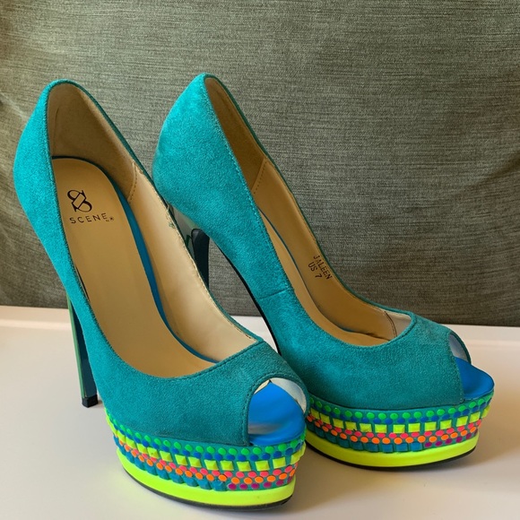 teal stiletto heels